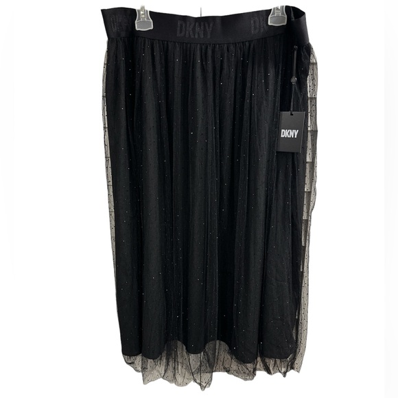 DKNY black sparkly embellished tulle midi skirt - Picture 3 of 4
